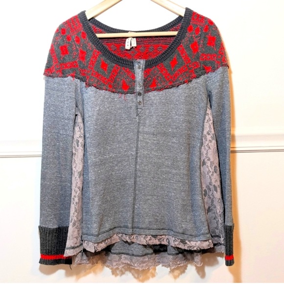 Free People Waffle Pullover Top - Picture 2 of 11